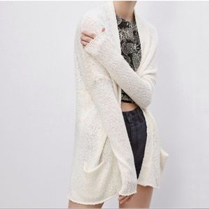 Aritzia Talula Lenox Cream Open Front Sweater Cardigan